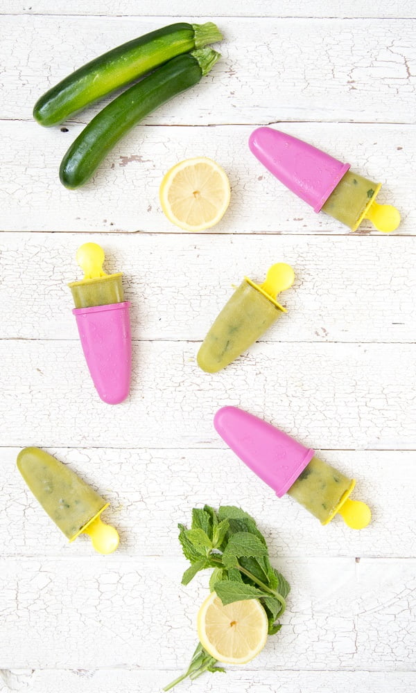 Sugar free lemon mint zucchini popsicles! 