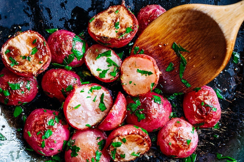 roasted radishes