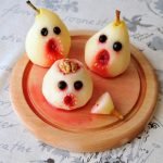 Spooky poached pears Halloween dessert