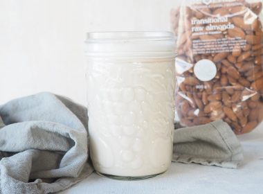 Homemade almond milk transitional almonds