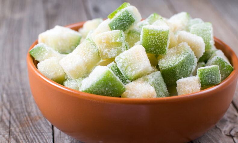 frozen zucchini in bowl