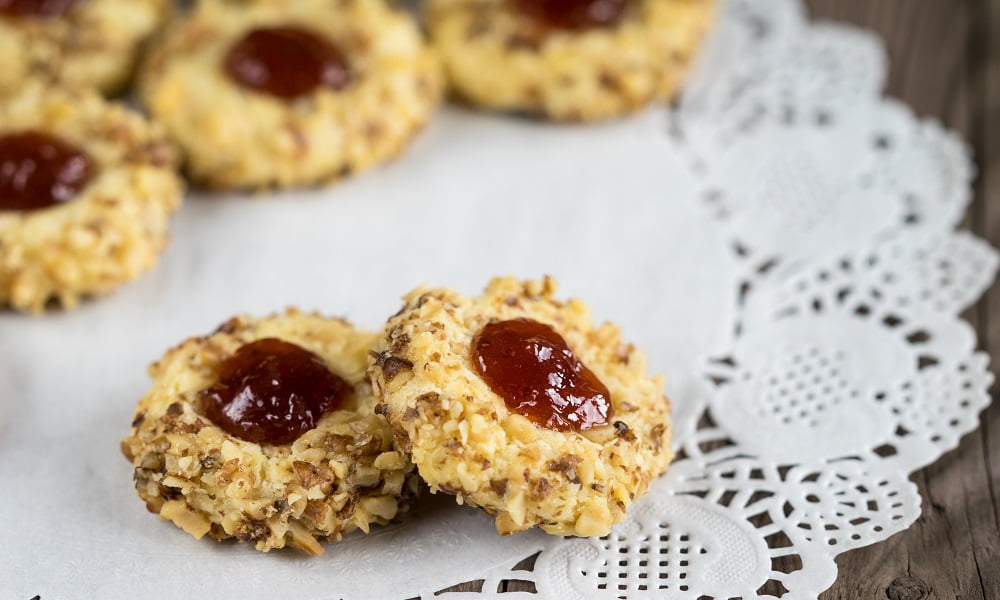 EASY THUMBPRINT COOKIES WITH HOMEMADE CHERRY JAM (VEGAN + GF)