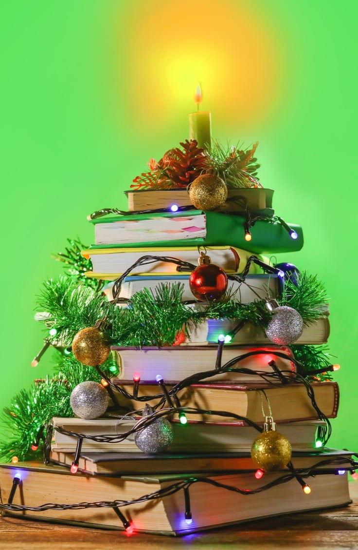 pile of books christmas