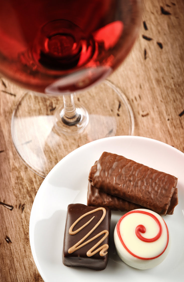 valentines day chocolate and wine