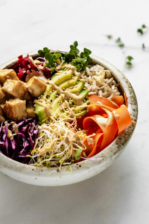 high protein tofu bowl